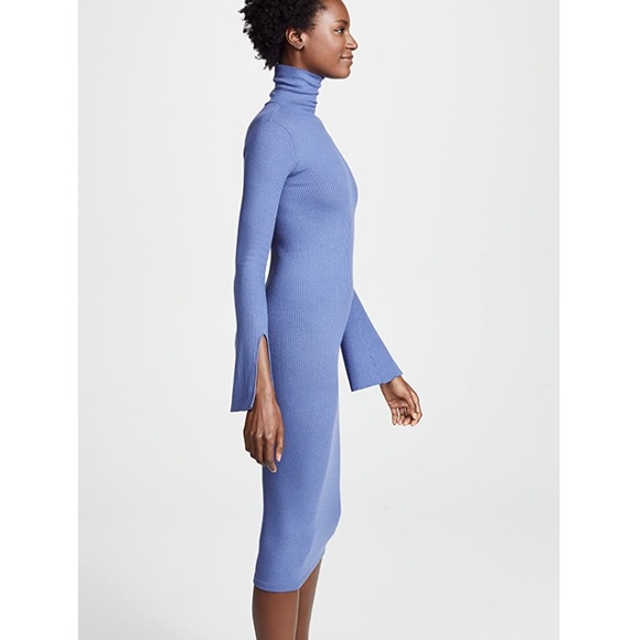 Enza Costa Ribbed Split Sleeve Midi Dress Sz S - Picture 3 of 7